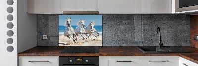Panou sticlă decorativa bucătărie White Beach Horse