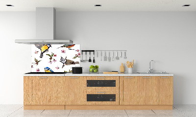 Panou sticlă bucătărie Bird flori de cires
