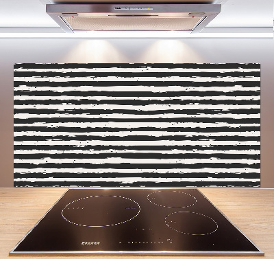 Panou sticlă decorativa bucătărie dungi negre și albe