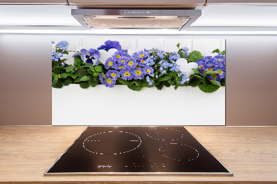 Sticlă printata bucătărie flori albastre