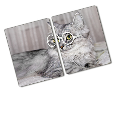 Tocător din sticlă Cat cu ochelari