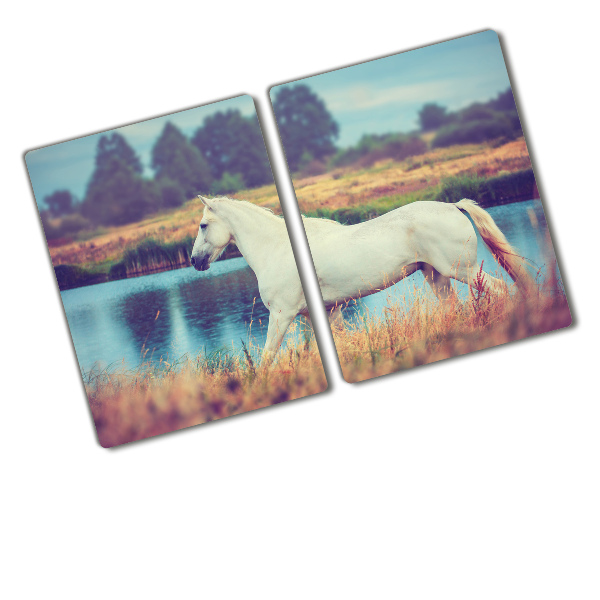 Tocător din sticlă White Lake Horse