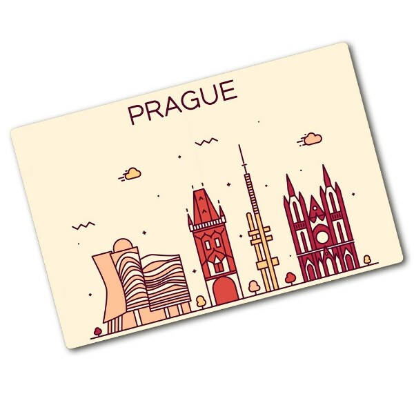 Tocător din sticlă Hărți Praga clădiri și steaguri