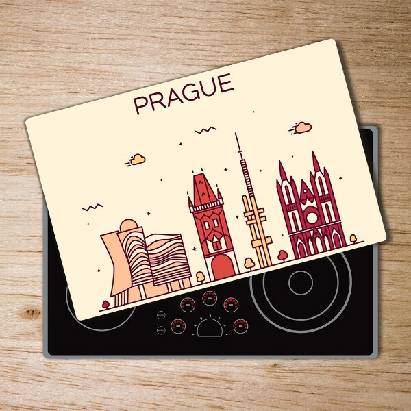Tocător din sticlă Hărți Praga clădiri și steaguri