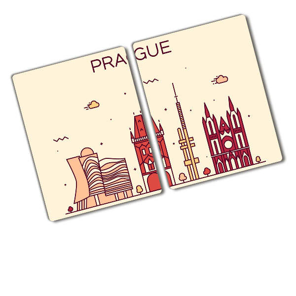 Tocător din sticlă Hărți Praga clădiri și steaguri