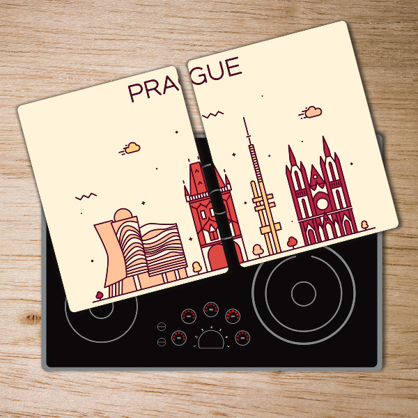 Tocător din sticlă Hărți Praga clădiri și steaguri