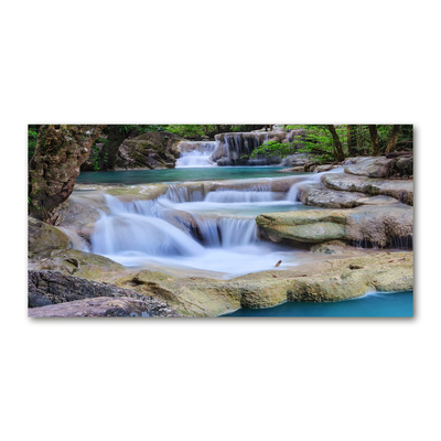 Tablou pe pe sticlă Cascade în pădure