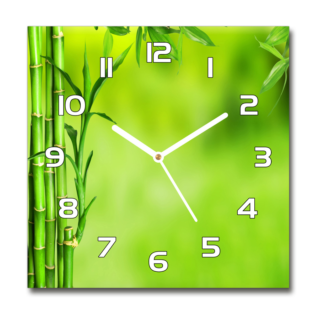 Ceas de sticlă pe perete pătrat Bambus