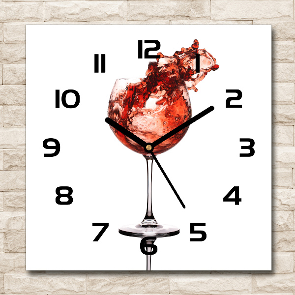 Ceas din sticlă pătrat Un pahar de vin