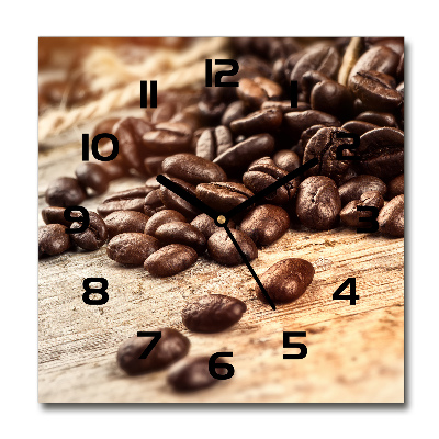 Ceas pătrat de perete din sticlă Boabe de cafea