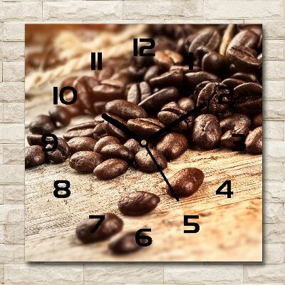 Ceas pătrat de perete din sticlă Boabe de cafea