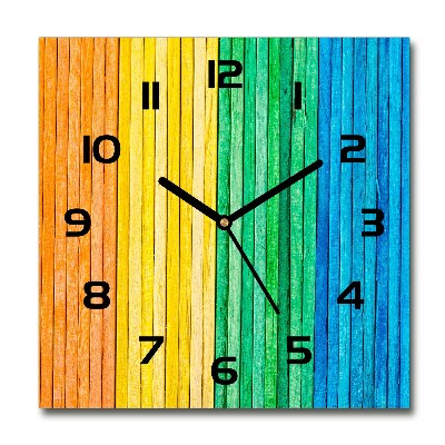 Ceas de sticlă pe perete pătrat dungi colorate