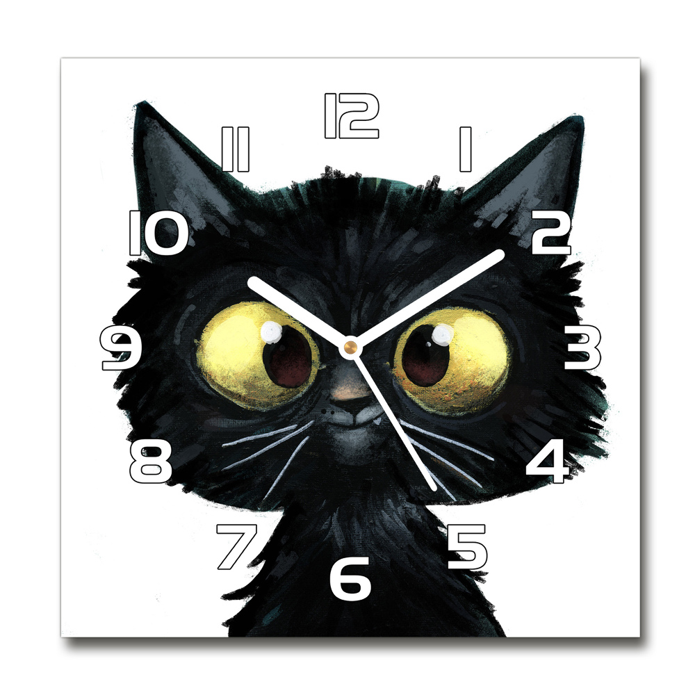 Ceas din sticlă pătrat Ilustrarea unei pisici