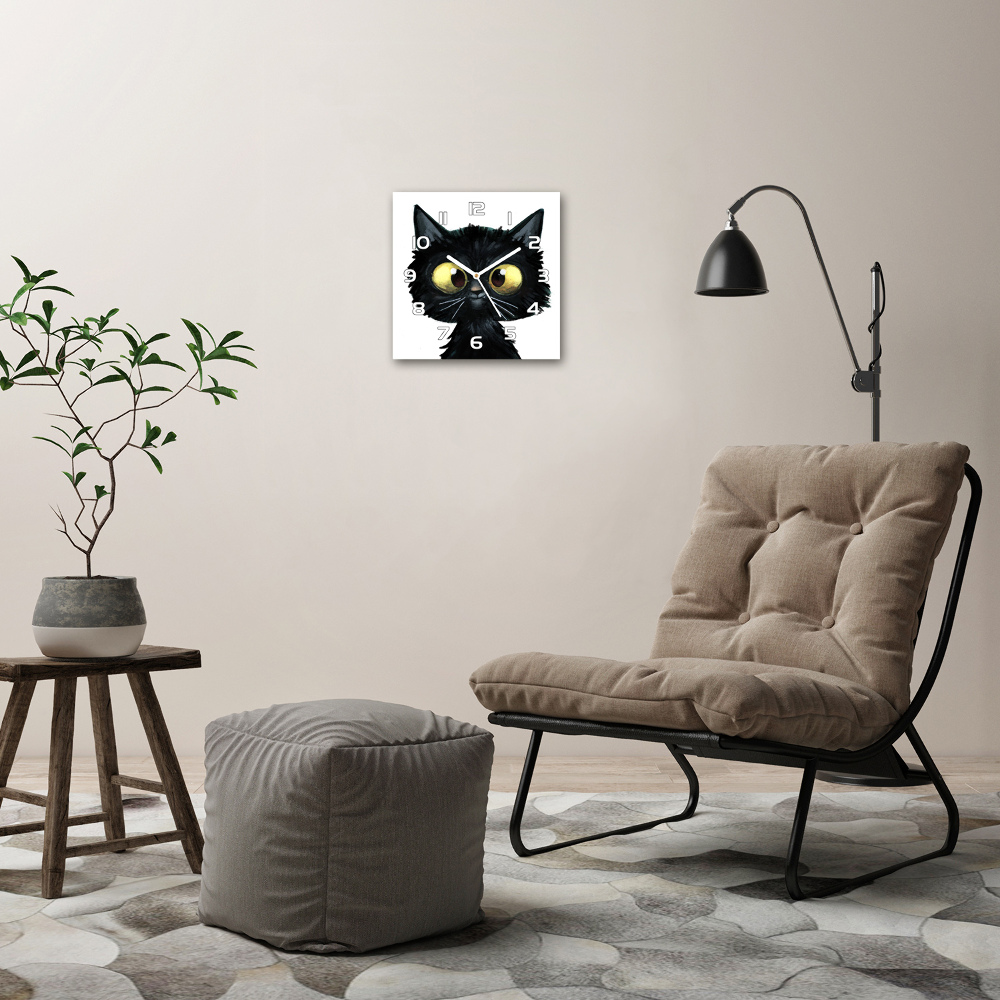 Ceas din sticlă pătrat Ilustrarea unei pisici