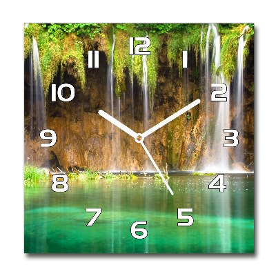 Ceas de sticlă pe perete pătrat Lacurile Plitvice