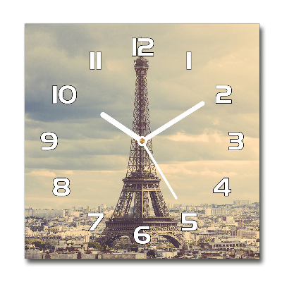 Ceas de sticlă pe perete pătrat Turnul Eiffel din Paris