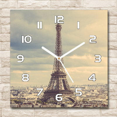 Ceas de sticlă pe perete pătrat Turnul Eiffel din Paris