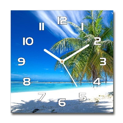 Ceas din sticlă pătrat plaja tropicala
