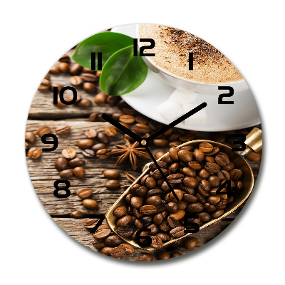 Ceas rotund de perete din sticlă Cafea