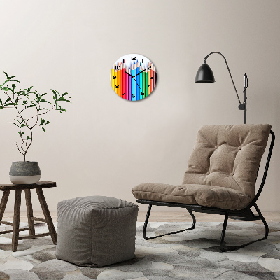 Ceas perete din sticlă rotund creioane colorate