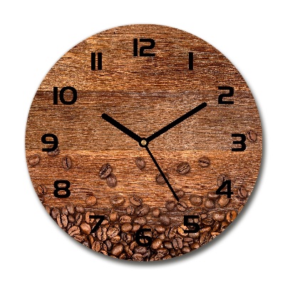Ceas rotund de perete din sticlă Boabe de cafea