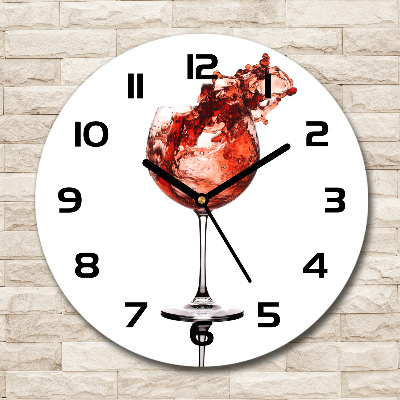 Ceas perete din sticlă rotund Un pahar de vin