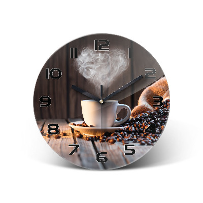 Ceas rotund de perete din sticlă ceașcă de cafea