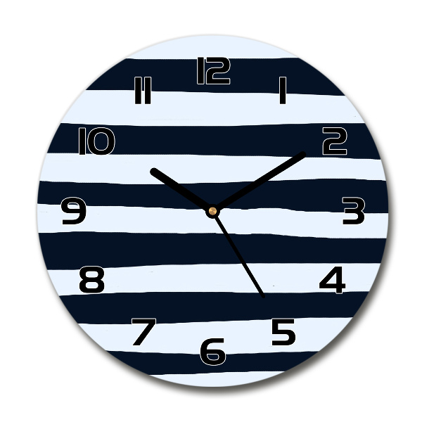 Ceas de sticlă pe perete rotund fundal Striped