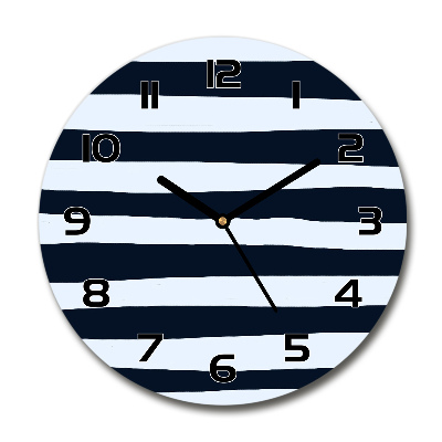 Ceas de sticlă pe perete rotund fundal Striped