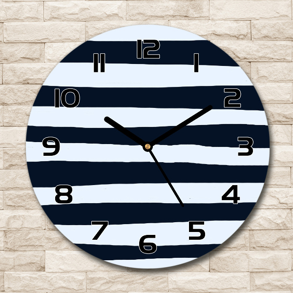 Ceas de sticlă pe perete rotund fundal Striped