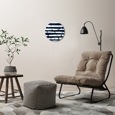 Ceas de sticlă pe perete rotund fundal Striped