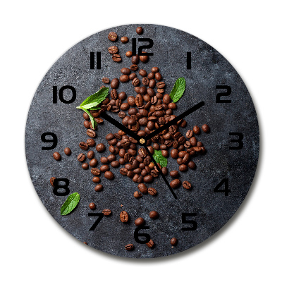 Ceas perete din sticlă rotund Boabe de cafea