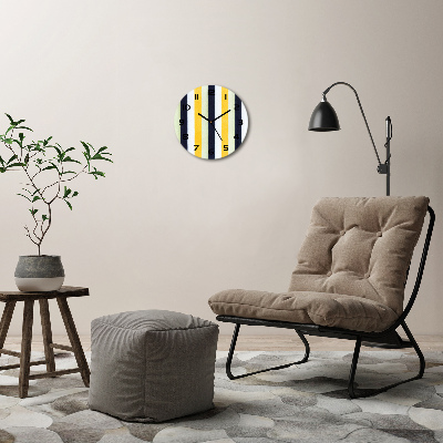 Ceas rotund de perete din sticlă fundal Striped