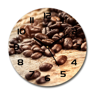 Ceas rotund de perete din sticlă Boabe de cafea