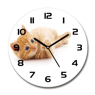 Ceas rotund de perete din sticlă Red Cat