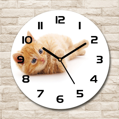 Ceas rotund de perete din sticlă Red Cat