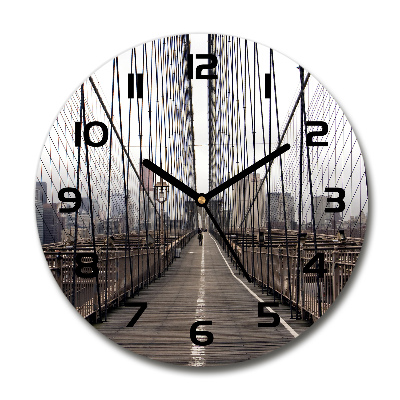 Ceas rotund de perete din sticlă Podul Brooklyn