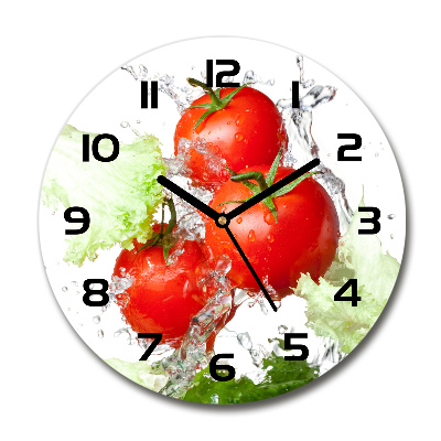 Ceas de sticlă pe perete rotund Tomate și salată