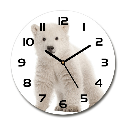 Ceas perete din sticlă rotund Un urs polar