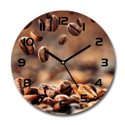 Ceas perete din sticlă rotund Boabe de cafea