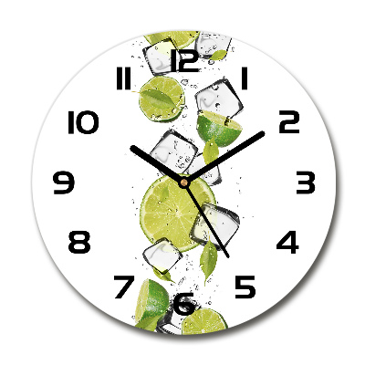 Ceas rotund de perete din sticlă Lime de gheață
