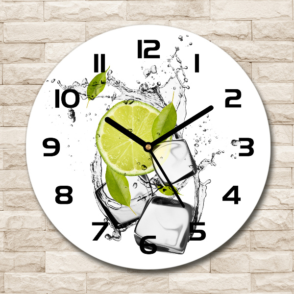 Ceas din sticlă rotund Lime de gheață