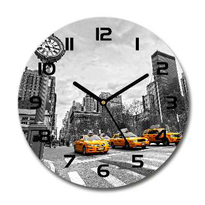 Ceas rotund de perete din sticlă New York taxiuri