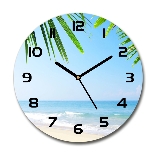 Ceas perete din sticlă rotund plaja tropicala