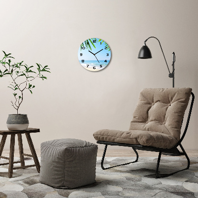 Ceas perete din sticlă rotund plaja tropicala