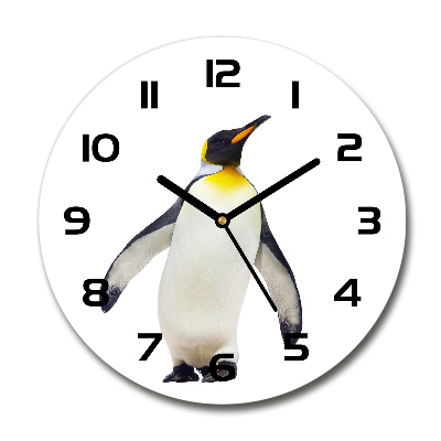 Ceas perete din sticlă rotund Pinguin