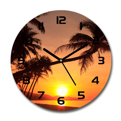 Ceas de sticlă pe perete rotund Sunset Beach