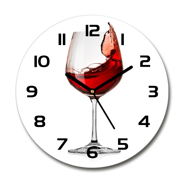 Ceas rotund de perete din sticlă vin rosu
