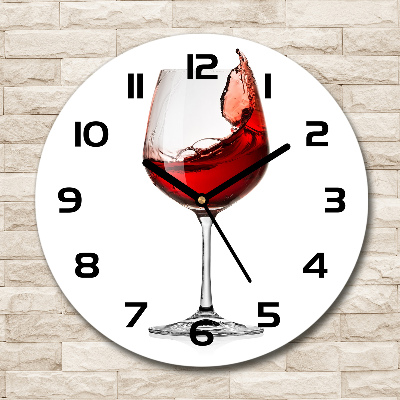 Ceas rotund de perete din sticlă vin rosu