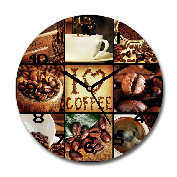 Ceas din sticlă rotund colaj de cafea